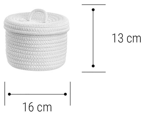 SET UP kosár fedéllel Ø 16 cm, fehér