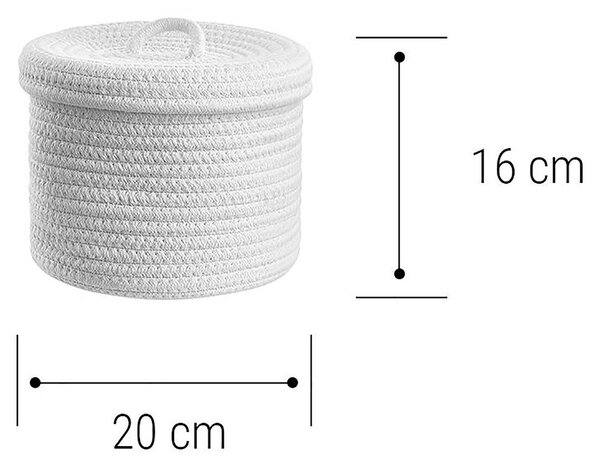 SET UP kosár fedéllel Ø 20 cm, fehér