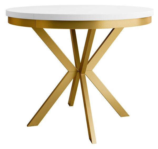 Asztal Oswego 155, 76cm, Fehér, Aranysárga