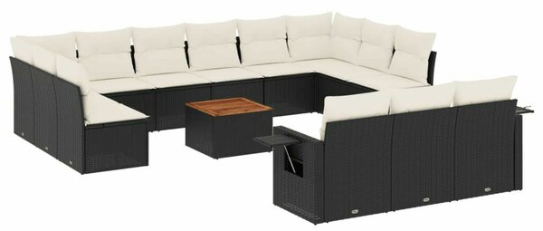 VidaXL Polyrattan Kerti Ülőgarnitúra - 14 részes - Fekete