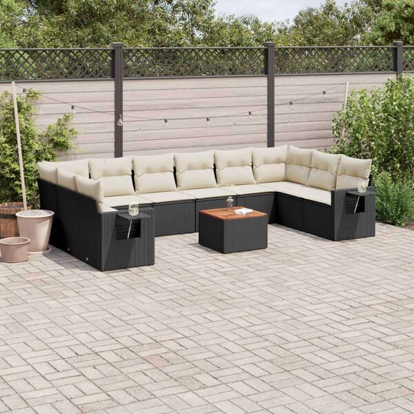 VidaXL Polyrattan Kerti Ülőgarnitúra - 11 részes - Fekete