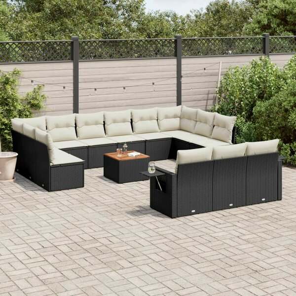 VidaXL Polyrattan Kerti Ülőgarnitúra - 14 részes - Fekete