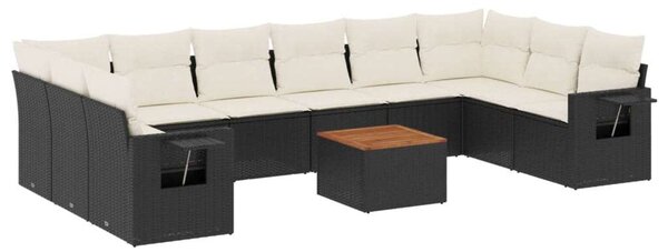 VidaXL Polyrattan Kerti Ülőgarnitúra - 11 részes - Fekete