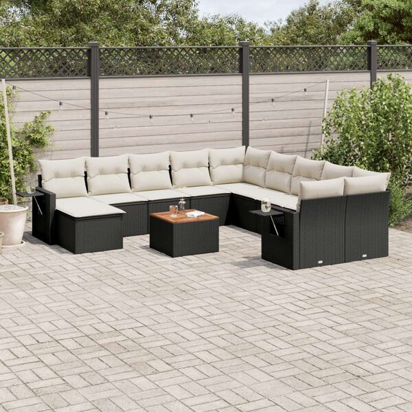VidaXL Polyrattan Kerti Ülőgarnitúra - 12 részes - Fekete