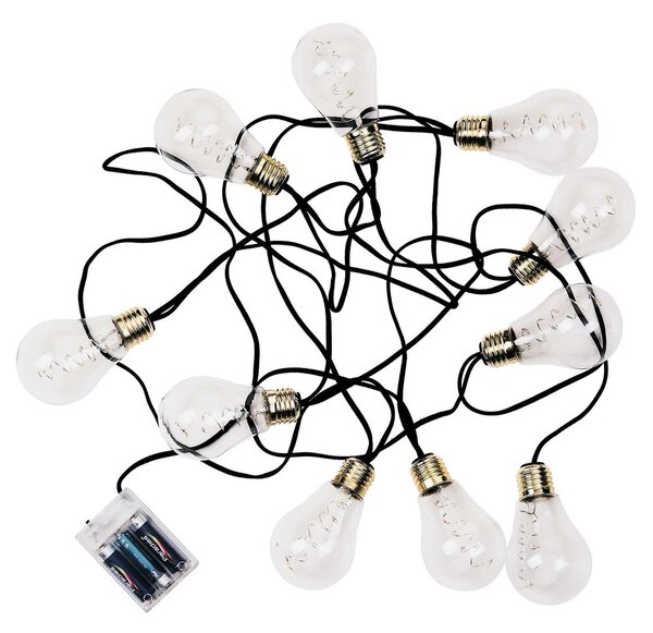 BULB LIGHTS égősor, villanykörte fekete zsinórral LED, 10 égős