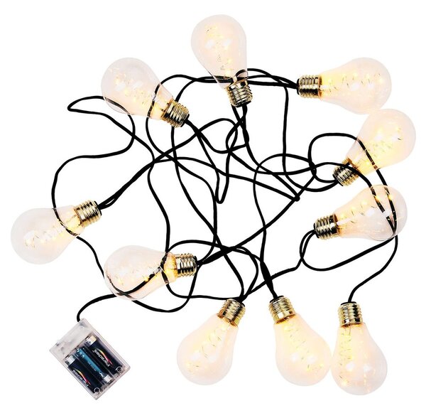 BULB LIGHTS égősor, villanykörte fekete zsinórral LED, 10 égős