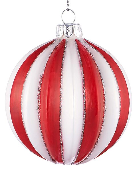 HANG ON üveg karácsonyfadísz piros/fehér, Ø 8 cm