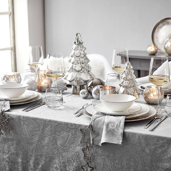 SILVER FOREST üveg fenyőfa ezüst 19cm
