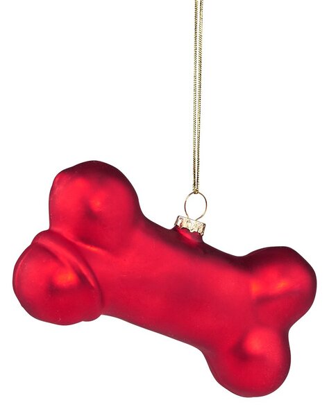 HANG ON üveg karácsonyfadísz piros csont 3,5cm