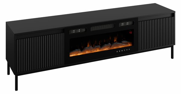 TV-állvány Comfivo Delruva III, Közepes sűrűségű farostlemez, Laminált forgácslap, 52x174x40cm, Fekete