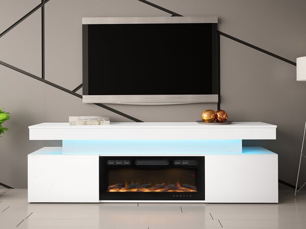 TV-állvány Monfero I, Közepes sűrűségű farostlemez, Laminált forgácslap, 59x190x41cm, Fehér, Fényes fehér