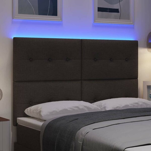 VidaXL LED ágytámla LED szalagokkal Sötét Barna 160 cm szövet