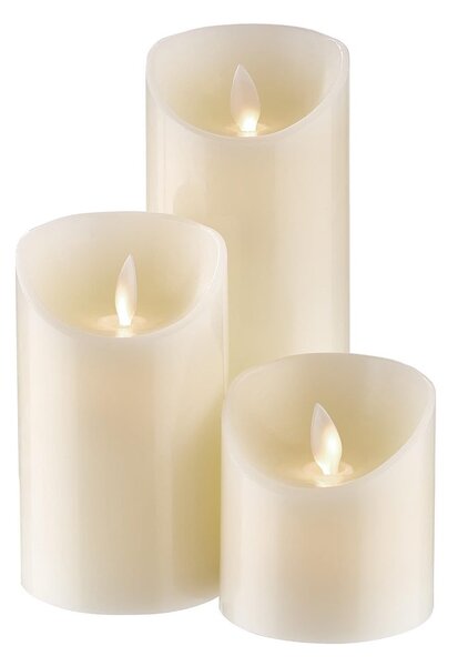 GLOWING FLAME led-es gyertya, bézs 3 db-os szett