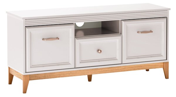 TV-állvány Sonfera 107, Közepes sűrűségű farostlemez, Laminált forgácslap, 62x136x41cm, Tölgy, Kasmír