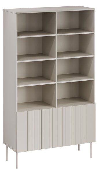Könyvespolc Evavese 106, Ajtókkal, Közepes sűrűségű farostlemez, Laminált forgácslap, 175x101x40cm, Bézs