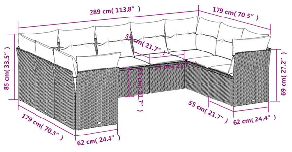VidaXL Polyrattan Kerti Ülőgarnitúra - 9 részes - Bézs