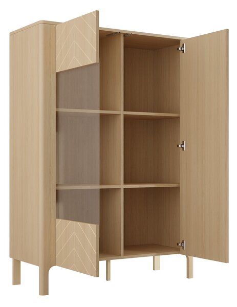 Könyvespolc Mavtoru 102, Ajtókkal, Zárt, Edzett üveg, Laminált forgácslap, 146x103x41cm, Tölgy