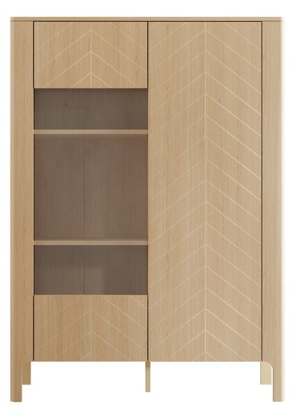 Könyvespolc Mavtoru 102, Ajtókkal, Zárt, Edzett üveg, Laminált forgácslap, 146x103x41cm, Tölgy