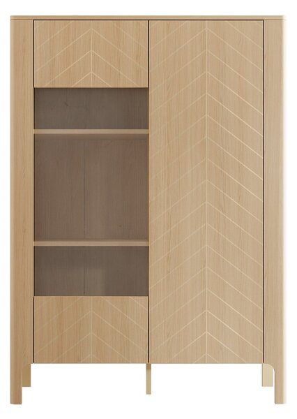 Könyvespolc Mavtoru 102, Zárt, Ajtókkal, Laminált forgácslap, Edzett üveg, 146x103x41cm, Tölgy