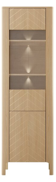 Könyvespolc Mavtoru 104, Ajtókkal, Zárt, Laminált forgácslap, Edzett üveg, 198x60x40cm, Tölgy