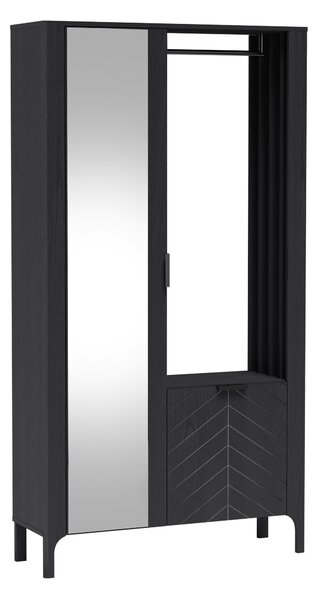 Előszoba garnitúra Mavtoru 112, 198x105x33cm, Tükör, Fekete, Laminált forgácslap