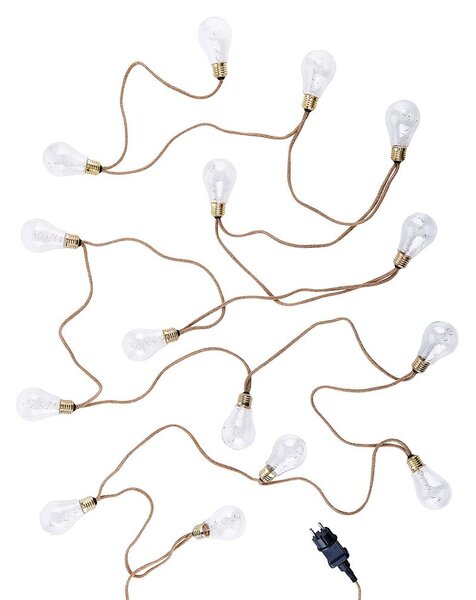 BULB LIGHTS égősor, villanykörte natúr zsinórral, fali csatlakozóval, 15 égő