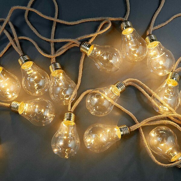 BULB LIGHTS égősor, villanykörte natúr zsinórral, fali csatlakozóval, 15 égő