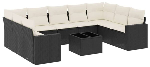 Polyrattan Kerti Ülőgarnitúra - 10 részes - Fekete