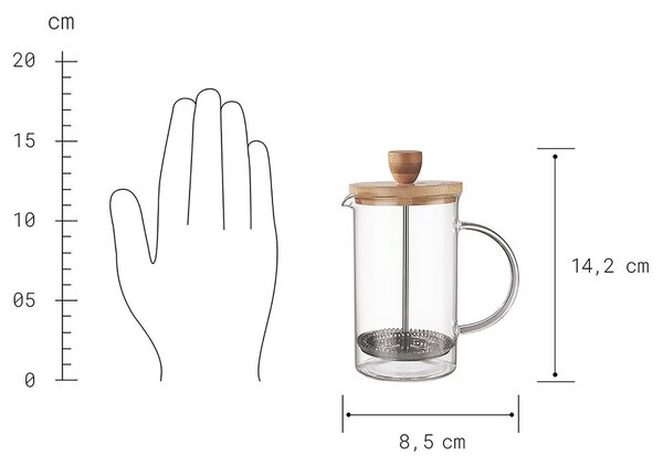 BREWSTER kávé-tea készítő, bambusz fedéllel 600ml