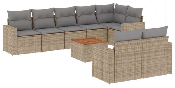 VidaXL Polyrattan Kerti Ülőgarnitúra - 9 részes - Bézs