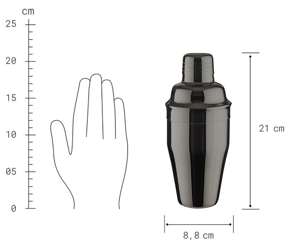 MANHATTAN koktél shaker, fekete 500ml