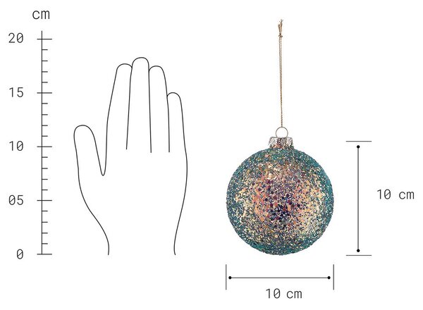 HANG ON üveg karácsonyfadísz flitterekkel, zöld-arany Ø 10cm