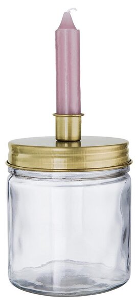 CANDLE JAR üveg tároló gyertyatartóval, arany 15cm