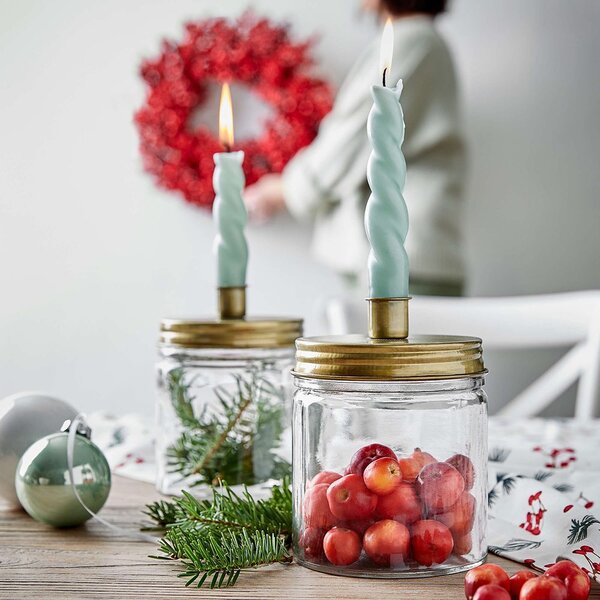 CANDLE JAR üveg tároló gyertyatartóval, arany 15cm