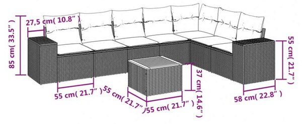 VidaXL Polyrattan Kerti Ülőgarnitúra - 8 részes - Bézs