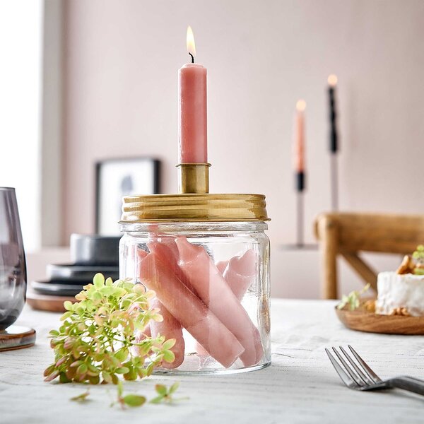 CANDLE JAR üveg tároló gyertyatartóval, arany 15cm