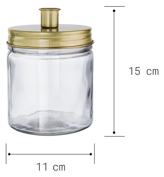 CANDLE JAR üveg tároló gyertyatartóval, arany 15cm