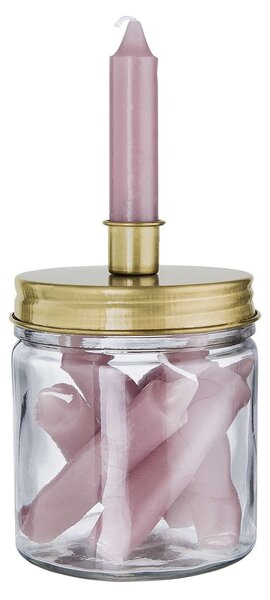 CANDLE JAR üveg tároló gyertyatartóval, arany 15cm