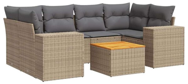 VidaXL Polyrattan Kerti Ülőgarnitúra - 7 részes - Bézs
