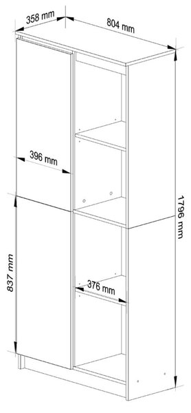 AKORD CLP Irodai Könyvszekrény Laminált Wenge 8 Polcos