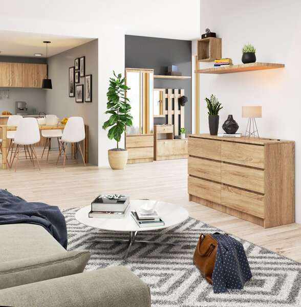 AKORD CLP K120 Komód 6 Fiókos Laminált Sonoma Tölgy