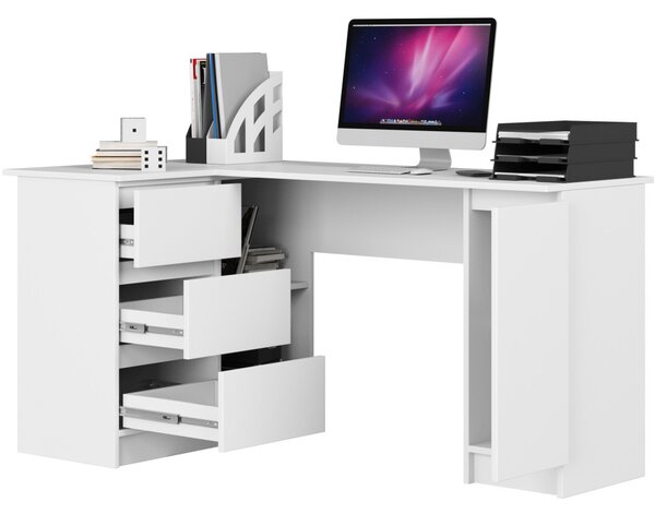 AKORD CLP B20 Balkezes Sarok Íróasztal Laminált Fehér