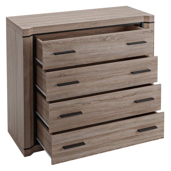 Komód Lorelie 101, Laminált forgácslap, 91x107x44cm, Triufel tölgy