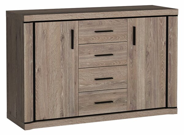 Komód Lorelie 104, Laminált forgácslap, 91x137x44cm, Triufel tölgy