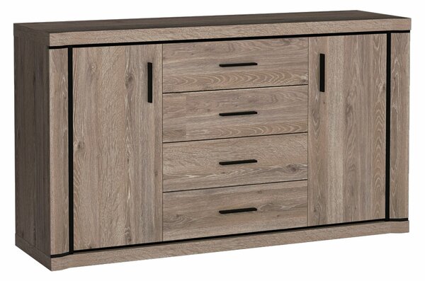 Komód Lorelie 100, Laminált forgácslap, 91x157x44cm, Triufel tölgy