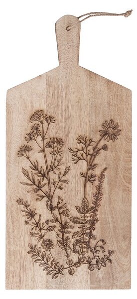 FINE CUT mangófa vágódeszka, virág motívummal 35 x 22cm
