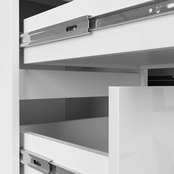 AKORD B20 Sarok Számítógépasztal Laminált Fehér Magasfényű 155 cm Bal