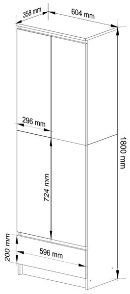 AKORD CLP Irodai Szekrény Éger 60cm Fiókos Kétajtós