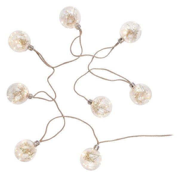 BULB LIGHTS égősor, natúr zsinórral és szárított virággal