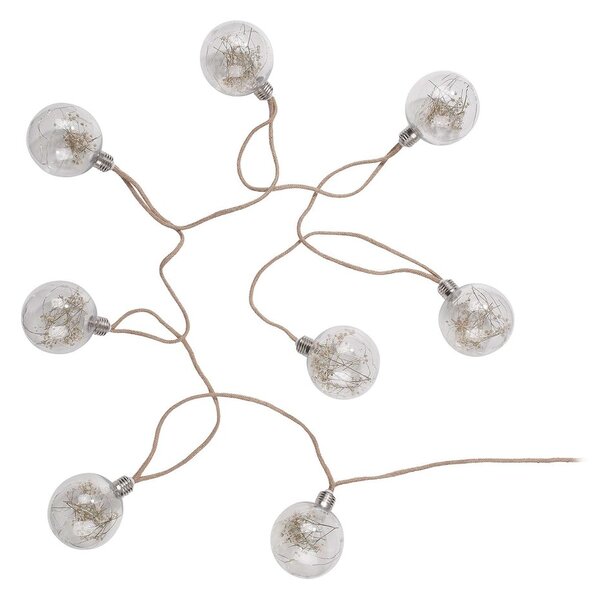 BULB LIGHTS égősor, natúr zsinórral és szárított virággal